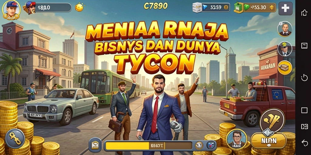 Screenshot gameplay C7890 menunjukkan interaksi bisnis yang seru.