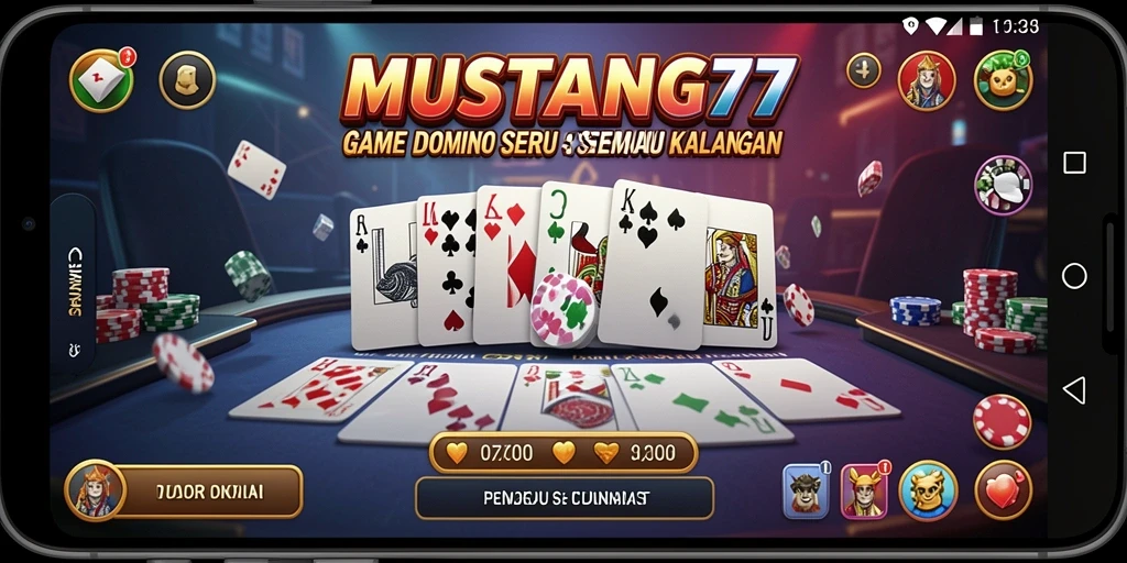 Tampilan mendebarkan dari gameplay Domino MUSTANG77.