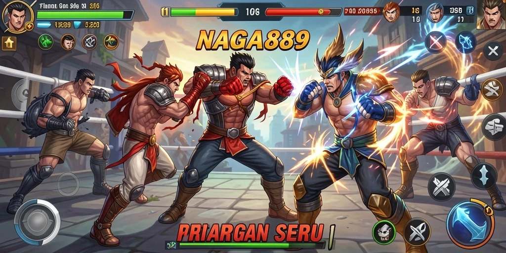 Tampilan menarik dari gameplay pertarungan di NAGA889.