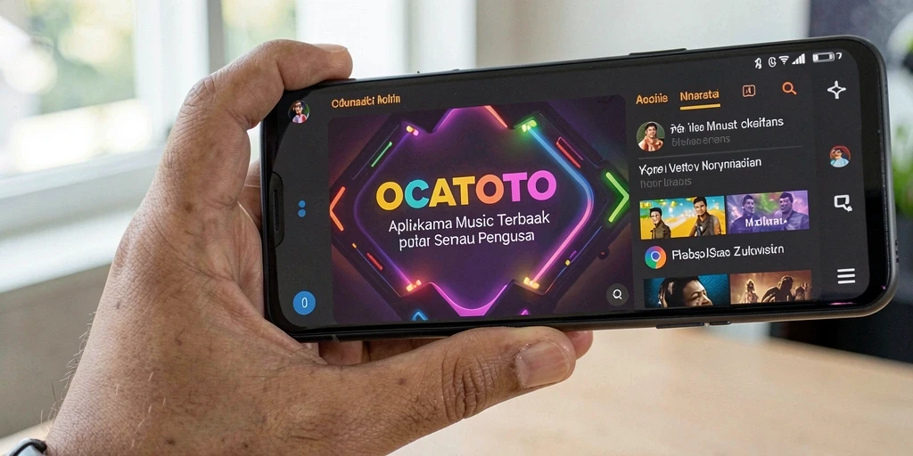 Tampilan gameplay OCATOTO yang menarik dengan berbagai fitur musik.