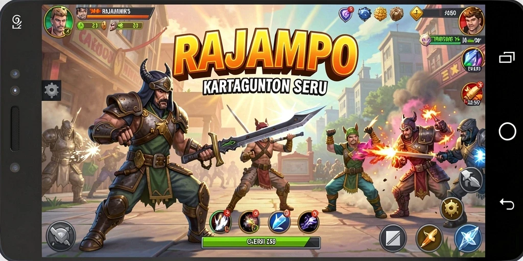 Aksi gameplay seru dalam RAJAMPO menampilkan pertarungan yang mendebarkan.