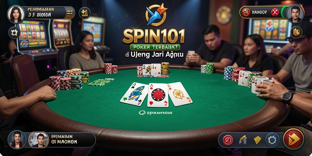 Tampilan gameplay Poker yang seru dan mendebarkan di SPIN101.