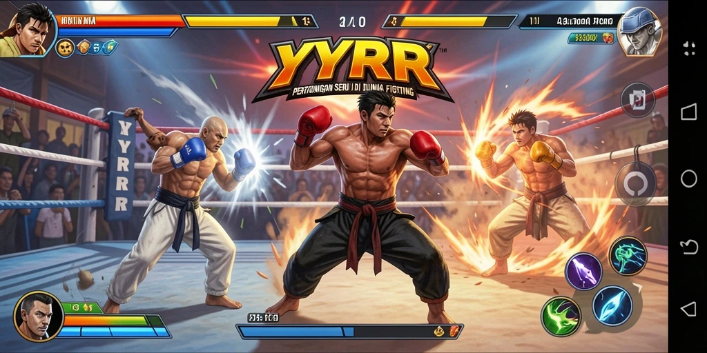 Tampilan gameplay YYRR menunjukkan pertarungan dinamis dan seru.